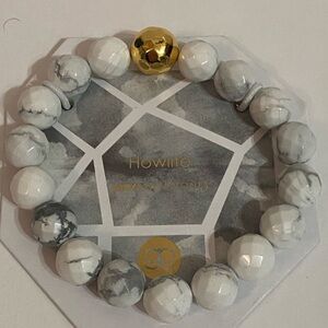 GORJANA Power Gemstone Tag Bracelet ~Howlite/Gold~ Calming New With Tag
